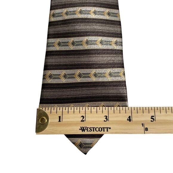 Vintage Stafford Executive 100% Silk Tie Stripes Neutrals NWT New Old Stock - Picture 9 of 10